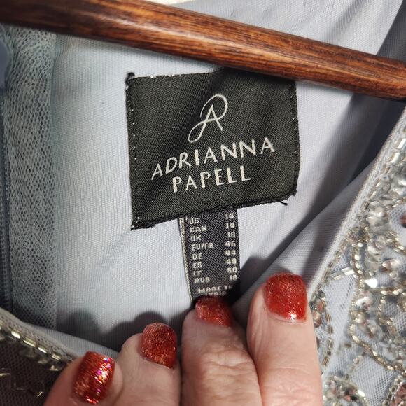 Adrianna Papell Light Blue Beaded Maxi Dress - Picture 7 of 16